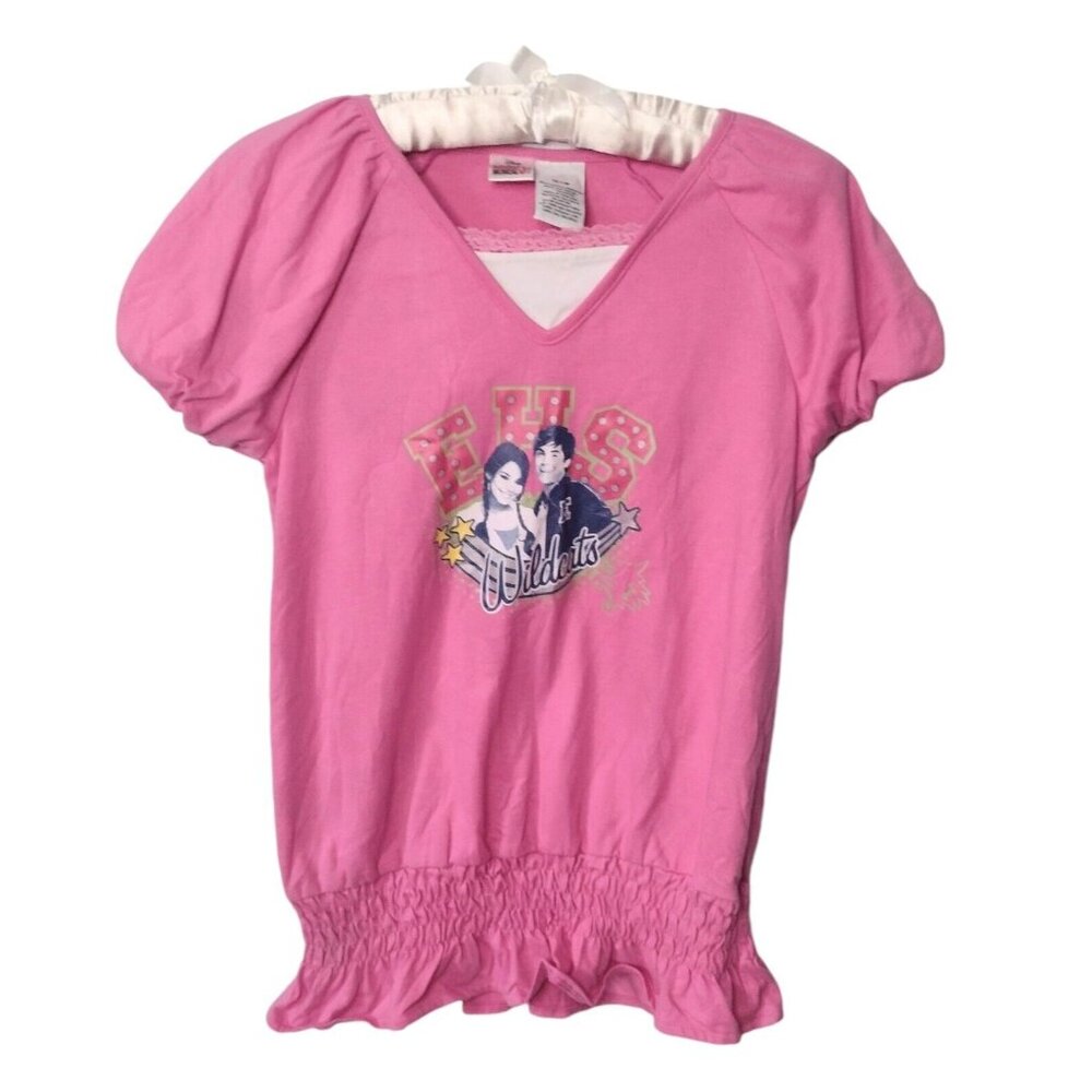 Disney High School Musical 3 Smock Bottom Shirt Girls Size 14/16 Pink Retro